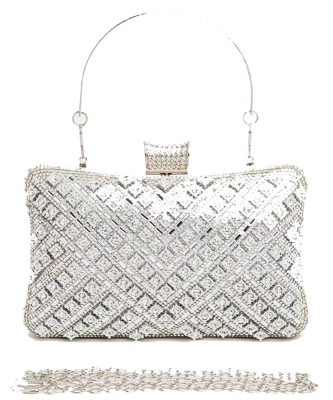 Crystal Iconic Bridal Party Box Clutch 88195 SILVER